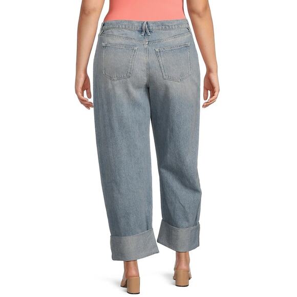 Good American Good Standard Barrel Jeans 14 Indigo High-Rise Wide Tapered Cuffed - Picture 2 of 13